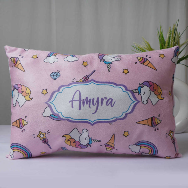 Personalized Pink Unicorns Printed Pillow